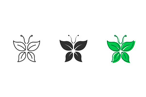 Butterfly Line and Silhouette Icons, an Object Illustration by Gentle Studio