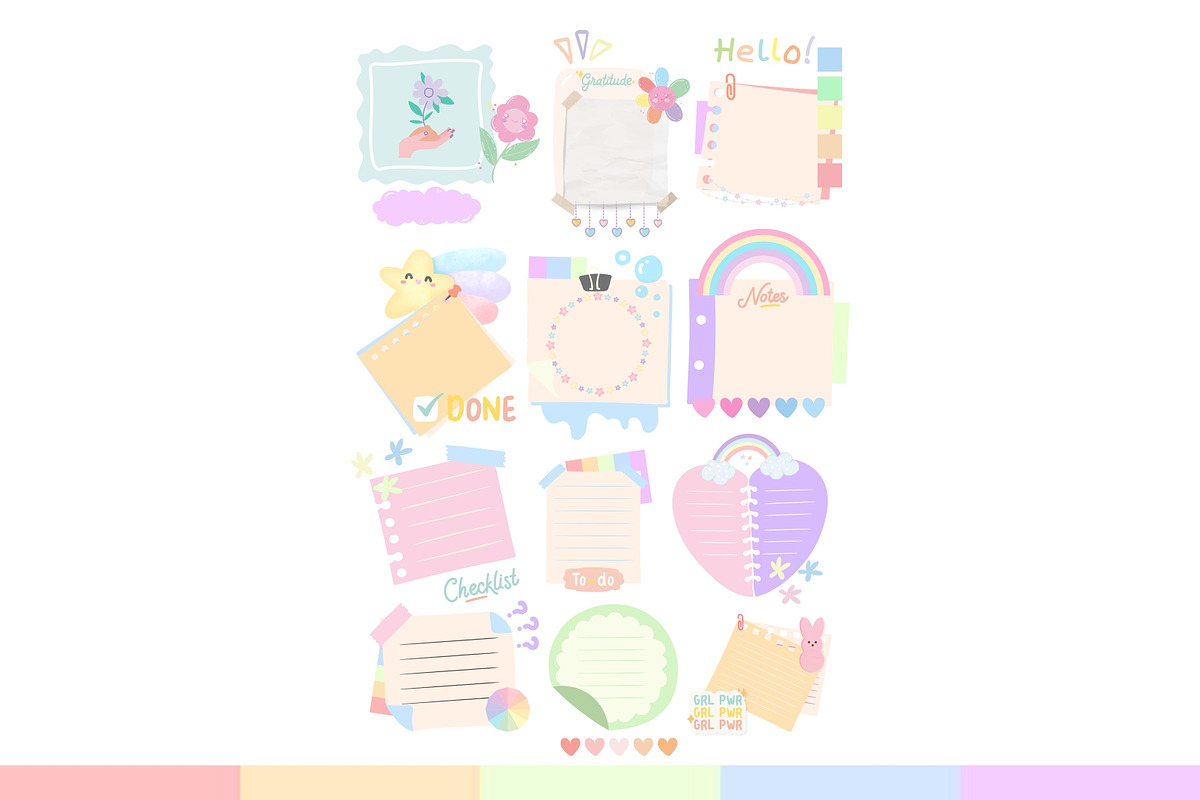 Cute Sticky Notes Digital Sticker, a Stationery Template by Tas ...