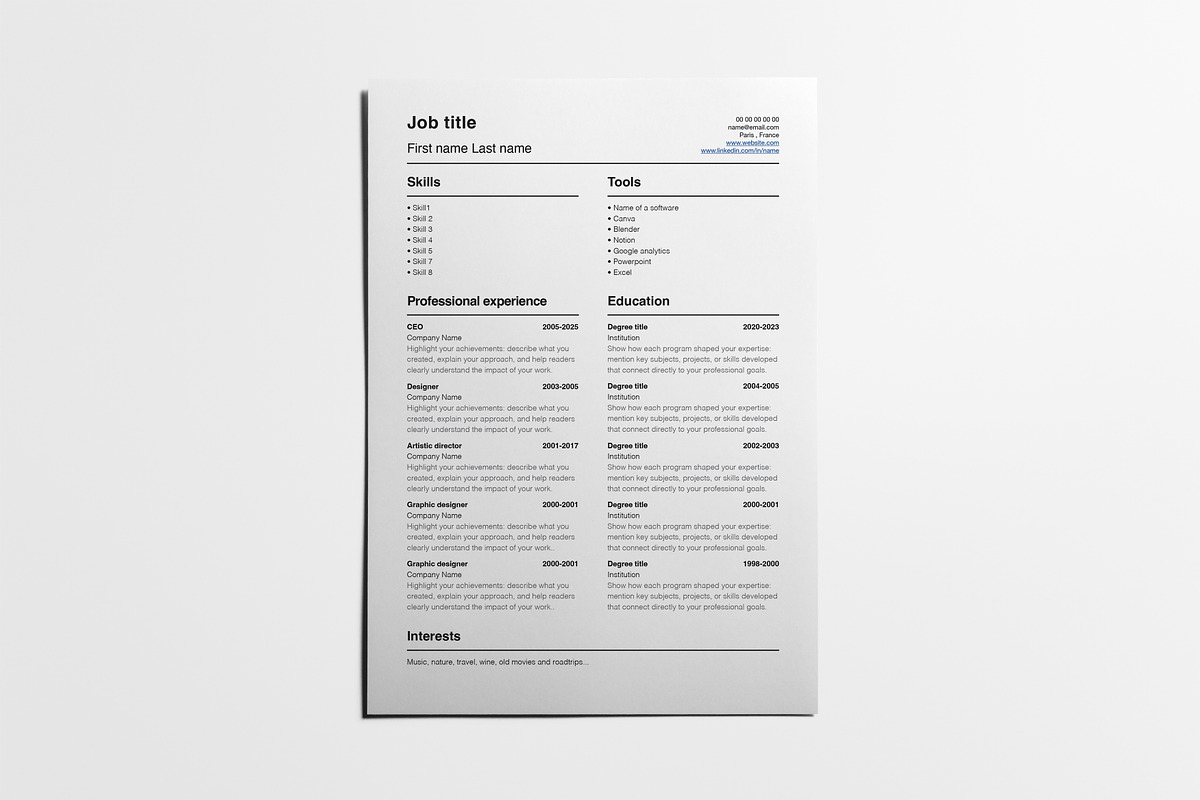 Curriculum Vitae Template, a Presentation Template by Guillaume Laserson (Photo 1 of 4)