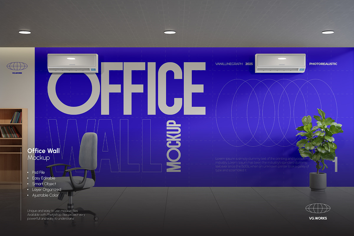 Office Wall Mockup, an Advertising Mockup by VanillineGraph (Photo 1 of 3)