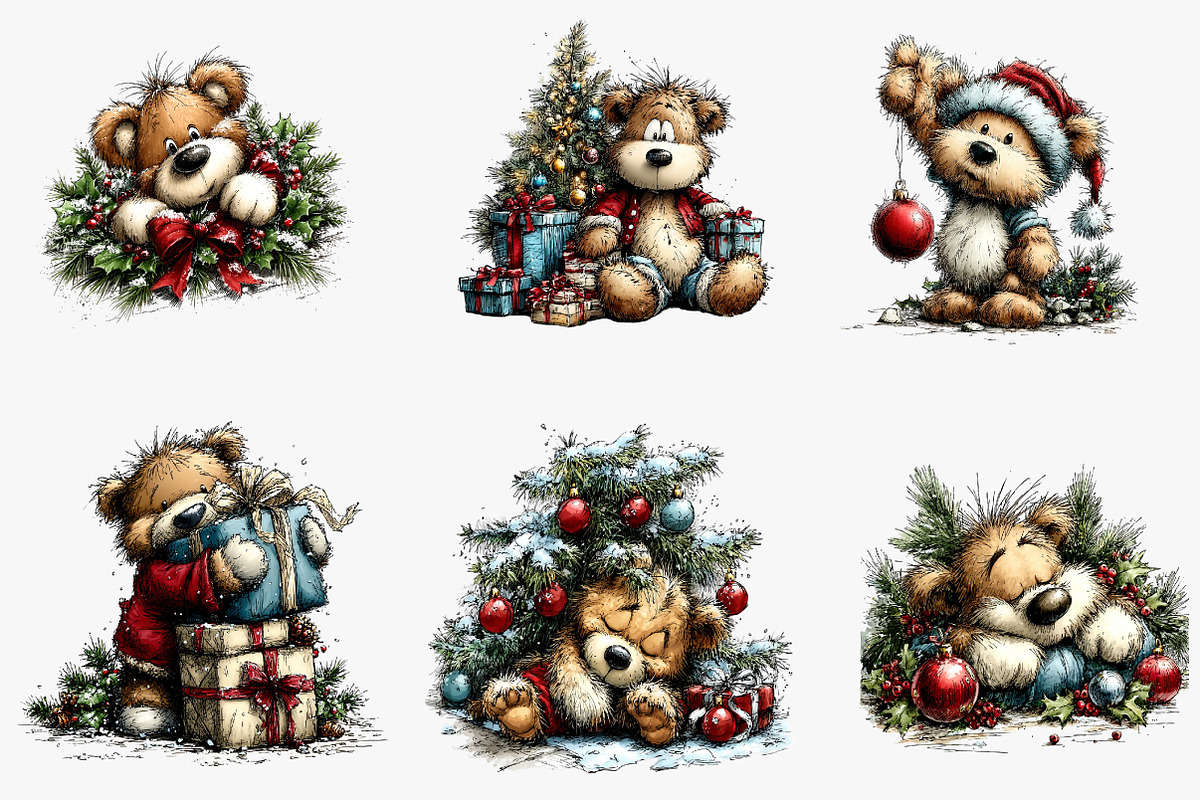 Christmas Bears Clipart, an Illustration by CreationArt (Photo 2 of 5)