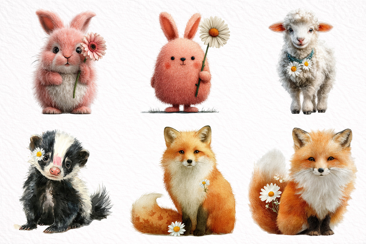 Whimsical Spring Animals Clipart, an Illustration by DreamArtGraphic (Photo 3 of 8)