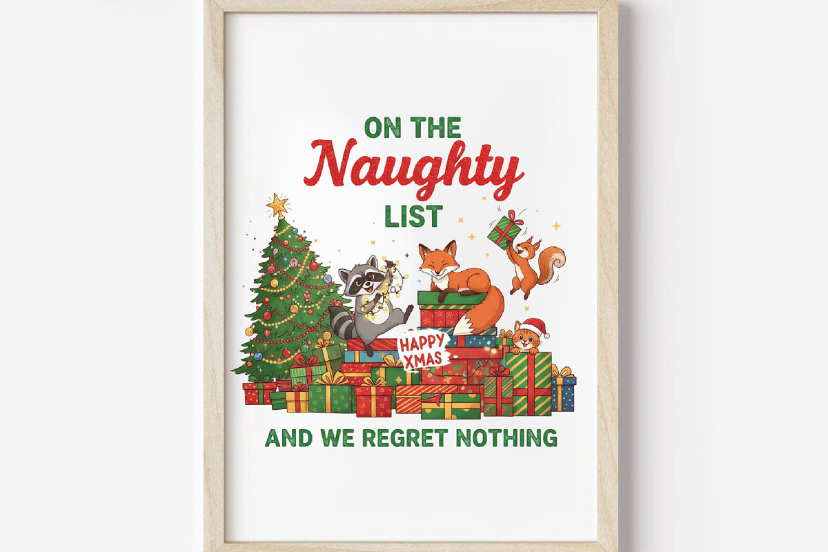 On the Naughty List, Retro Christmas, an Illustration by DreamArtGraphic (Photo 3 of 5)
