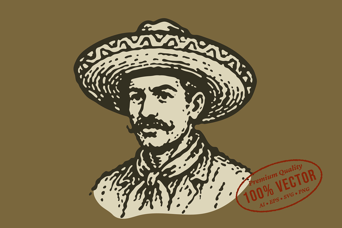 Vintage Sombrero Man Illustration, a Person Illustration by lettett (Photo 1 of 3)