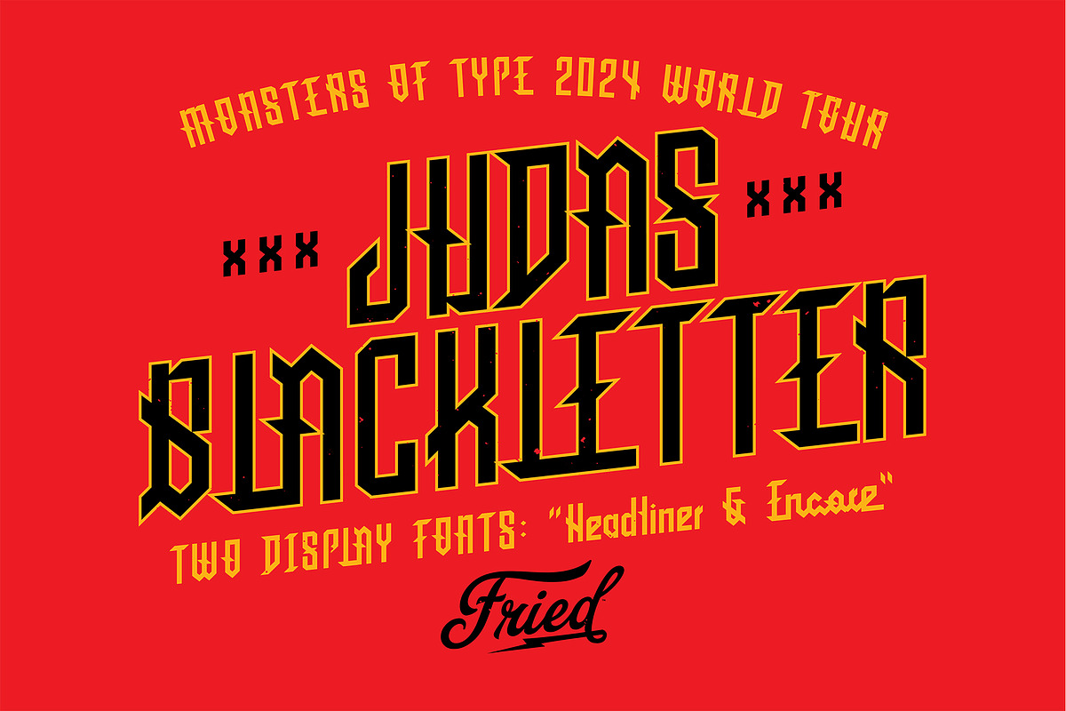 Judas Blackletter Display Font, a Blackletter Font by Fried Design Company (Photo 1 of 15)