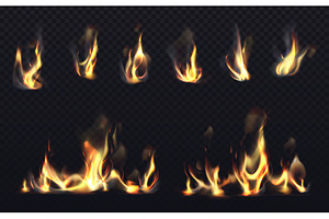 Realistic fire flames burn