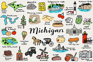 Michigan State Clipart Set
