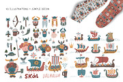 Cute childish vikings clipart set, an Illustration by Lana Sham (Thumbnail 2 of 12)