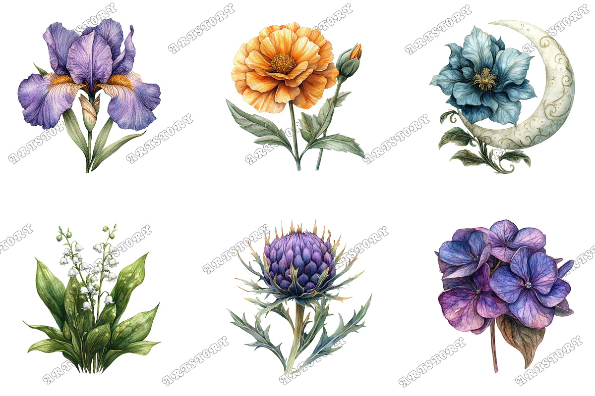 Goth Halloween Wildflowers Clipart, an Illustration by designcity5 (Photo 3 of 5)