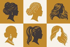 Female Portrait & Hair Silhouettes