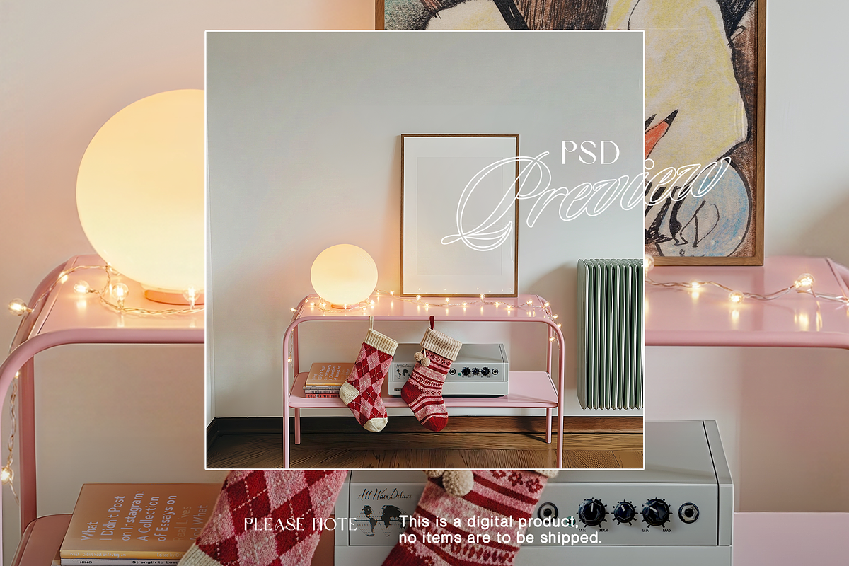 A3 Poster Mockup Retro Xmas Scene, an Advertising Mockup by WasMockups (Photo 6 of 6)