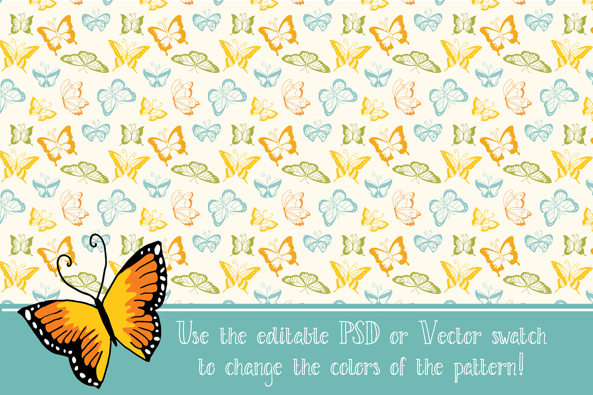 Seamless Butterfly Pattern - Vector preview 4