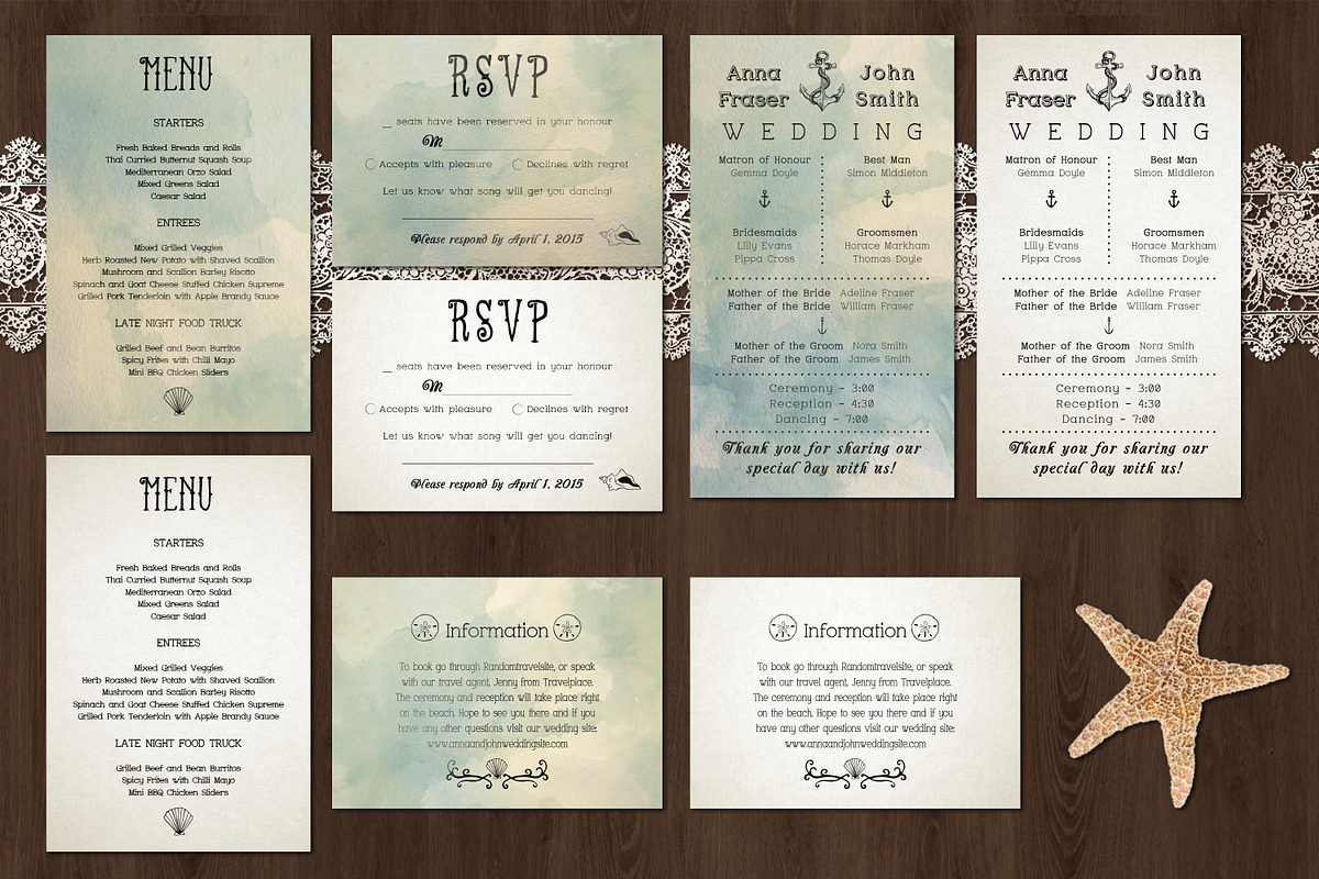 Beach Wedding Invitation Pack, an Invitation Template by Knotted Design (Photo 4 of 4)