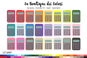 50 Rainbow Calculator Clip Art