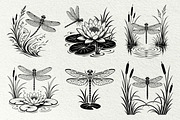 Dragonfly Pond Line Art Graphics, a Decorative Illustration by DENIDigitalArtSudio (Thumbnail 5 of 6)