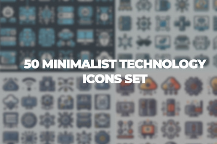 50 Minimalist Technology Icons Set