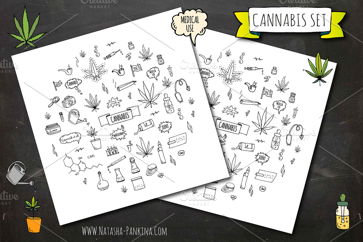 CANNABIS: 51 hand drawn elements!, an Outline Icon by Natasha-Pankina.com (Photo 2 of 2)