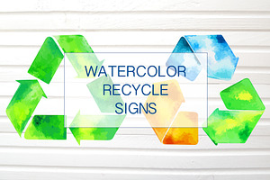 Recycle Watercolor Vector Signs