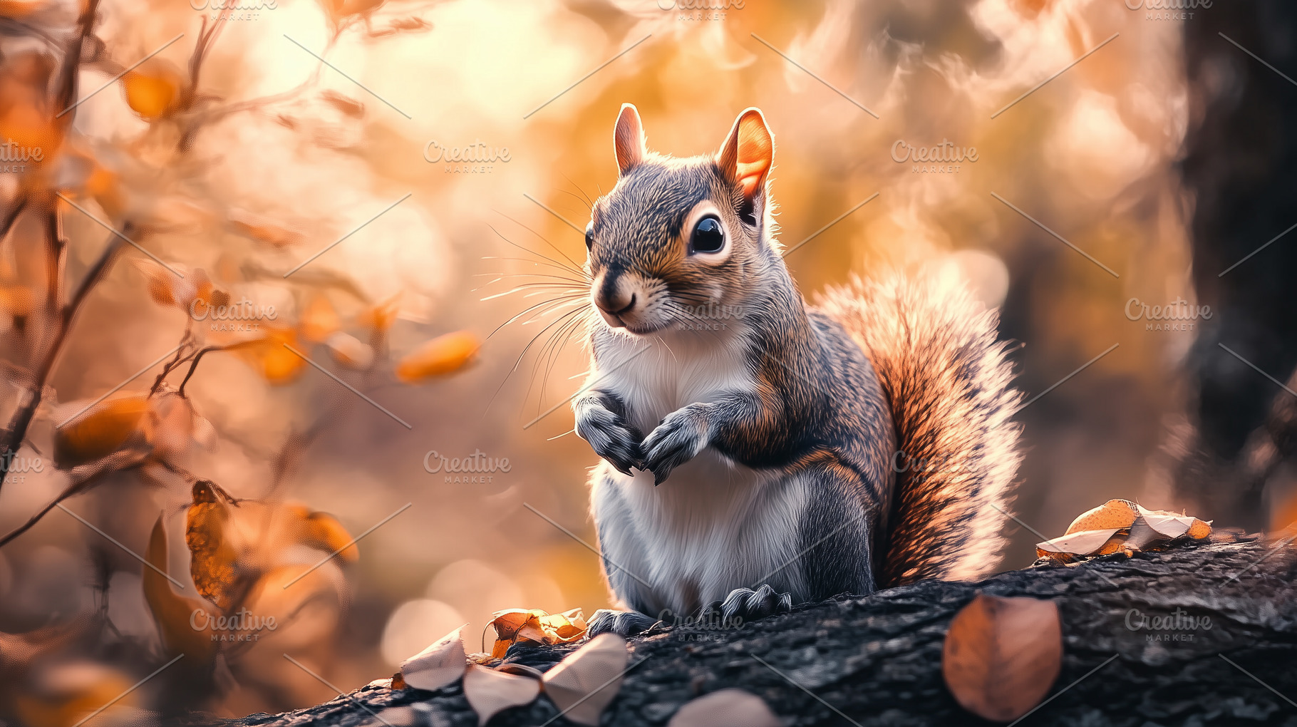 Little squirrel sits on a branch, an Animal Photo by MistyDay