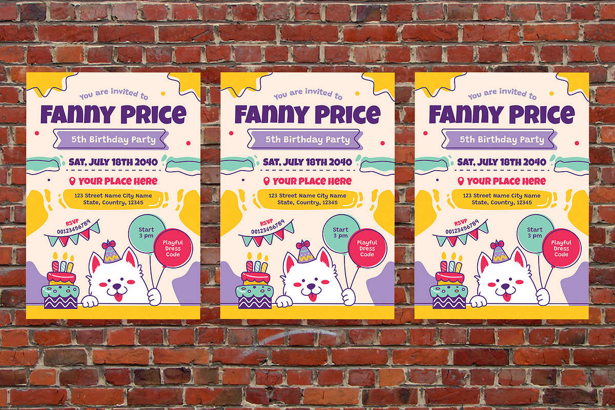 Purple Birthday Invitation Flyer Set, a Flyer Template by Aiyari Graphic (Photo 3 of 3)