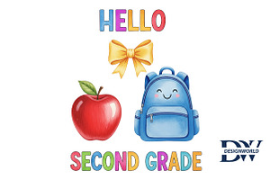 Back to School Hello Second Grade, an Illustration by Designworld