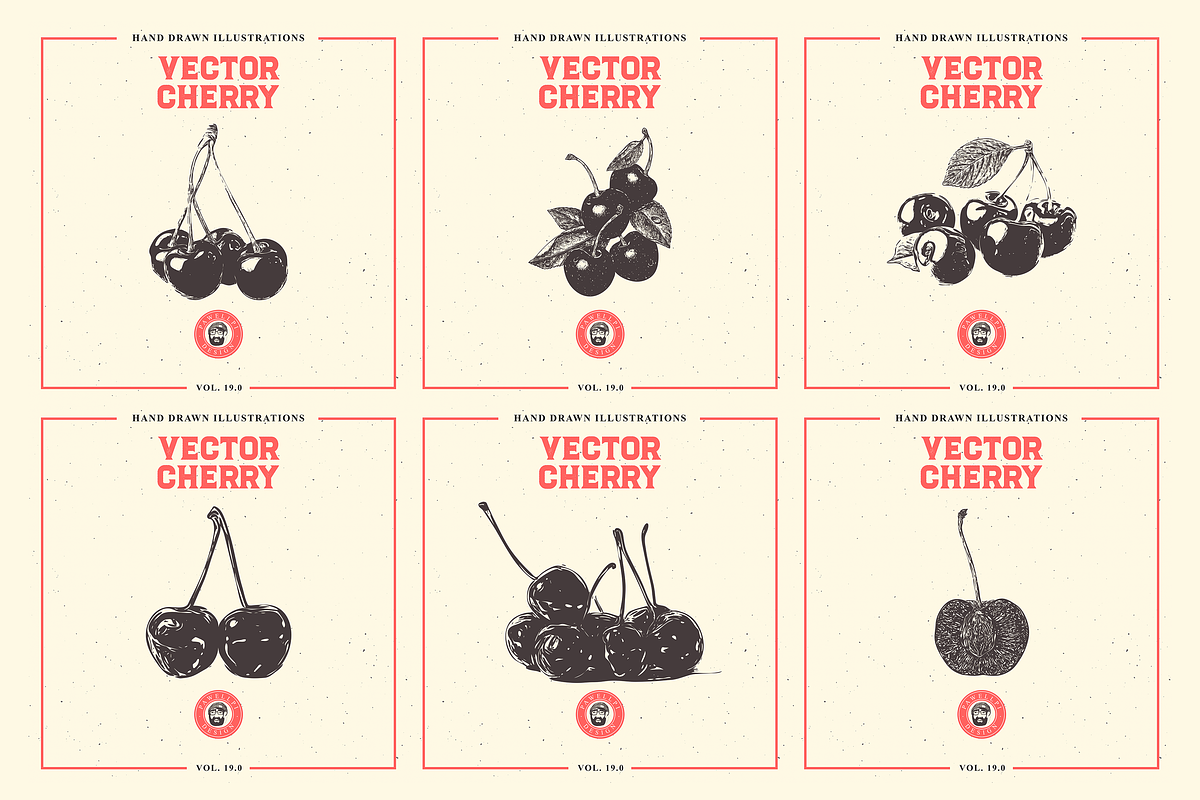 VECTOR CHERRY HAND DRAWN BUNDLE v18, a Food Illustration by pawellpi (Photo 4 of 5)