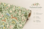 Enchanted Garden Seamless Wallpaper, a Wallpaper Graphic by by creative paper (Thumbnail 2 of 15)