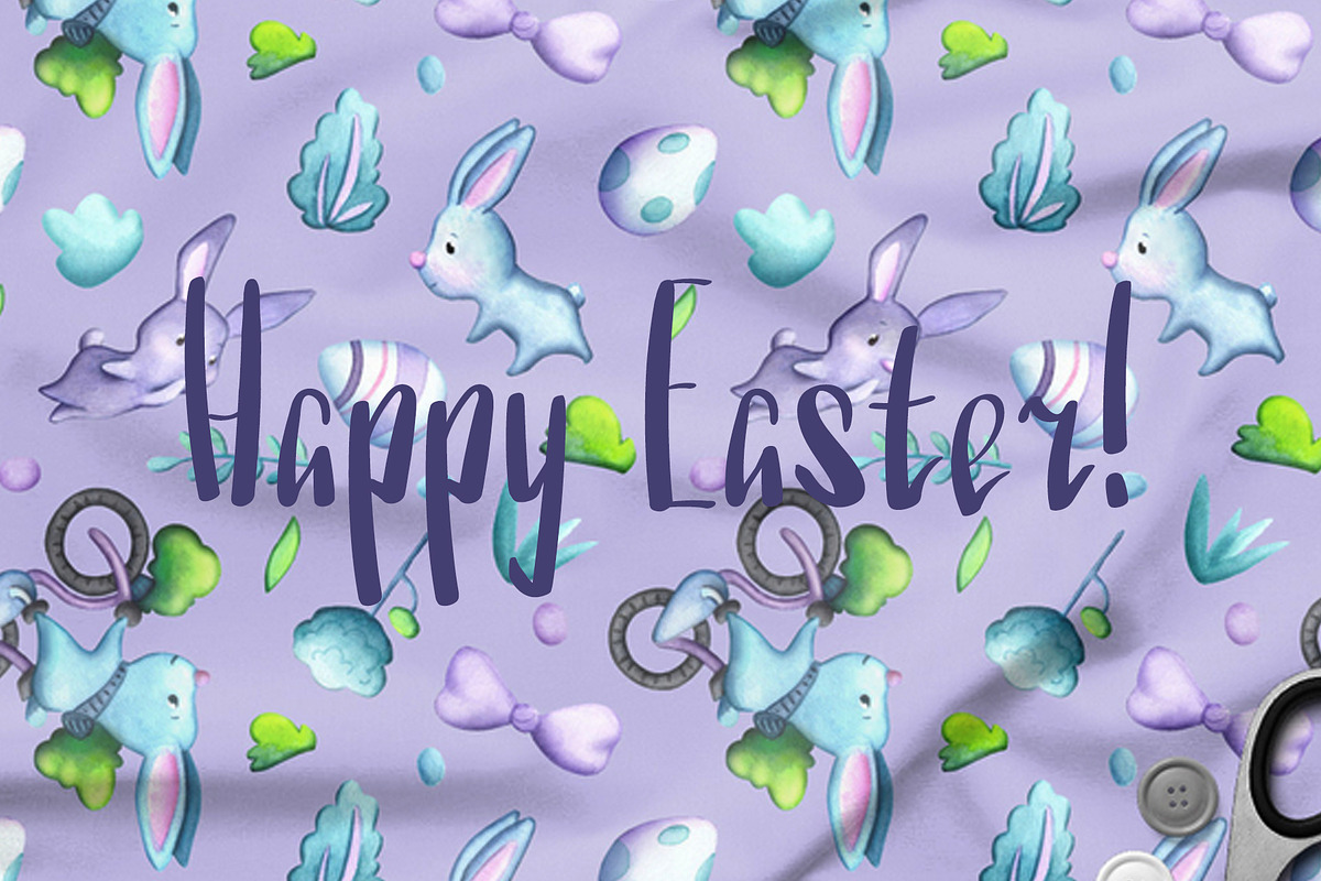 Watercolor Easter Seamless Patterns, a Pattern Graphic by RabbitAndPencil (Photo 6 of 6)