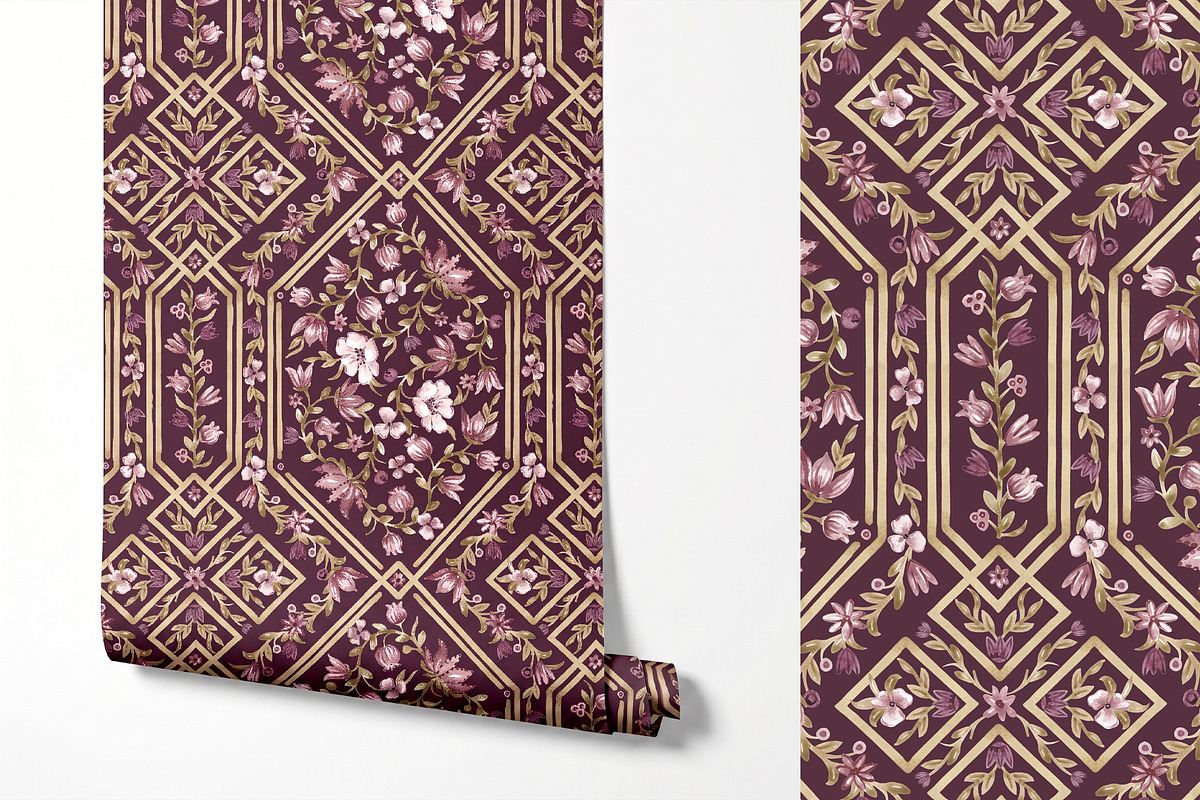 Vintage Floral Trellis Pattern, a Pattern Graphic by SirenaArt (Photo 10 of 17)
