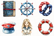 Watercolor Vintage Nautical Clipart, an Illustration by OK Design (Thumbnail 5 of 5)