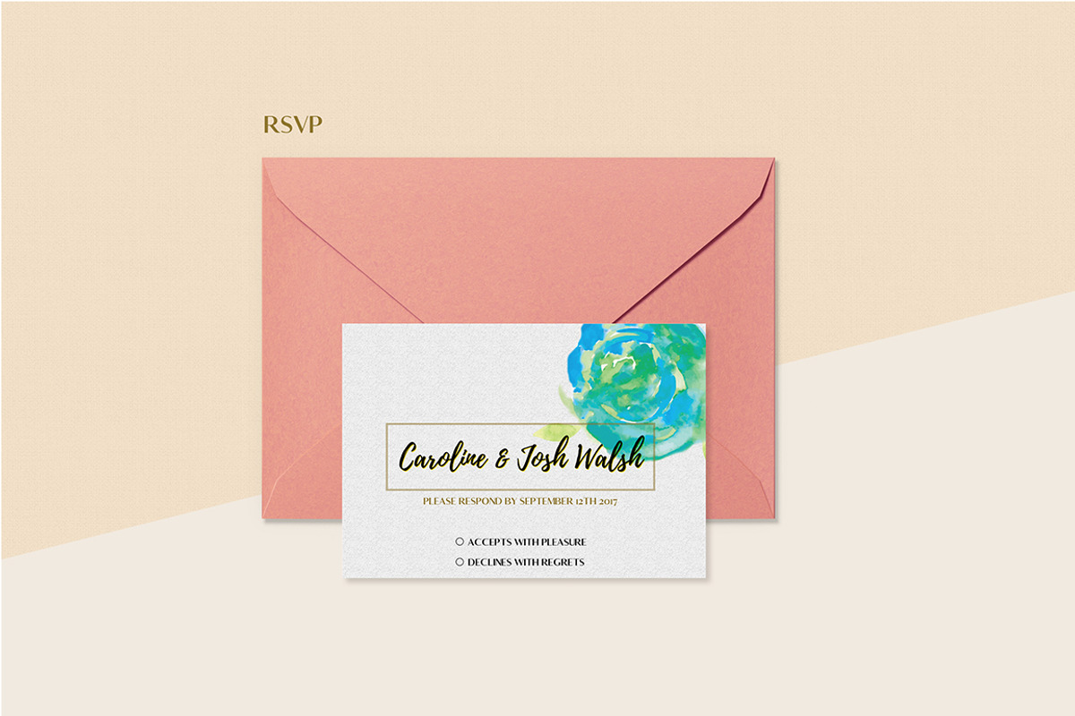 Floral Wedding Invitation Set, an Invitation Template by land art (Photo 12 of 24)