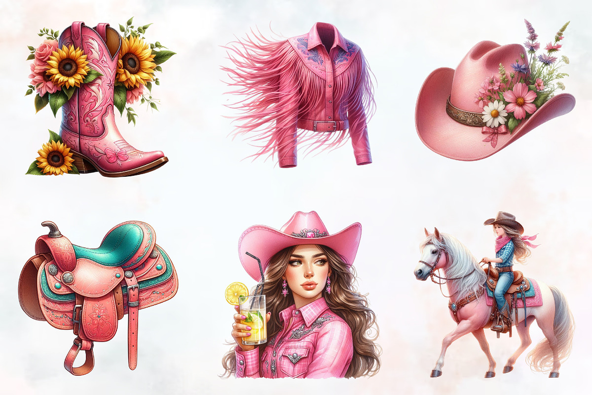 Cowgirl Summer Clipart, a Seasonal Illustration by RobertsArt (Photo 4 of 8)