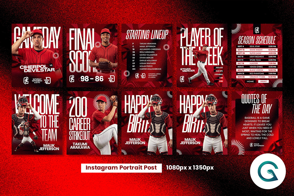 Baseball Social Media Template, a Social Media Template by Geelator Studio (Photo 2 of 4)