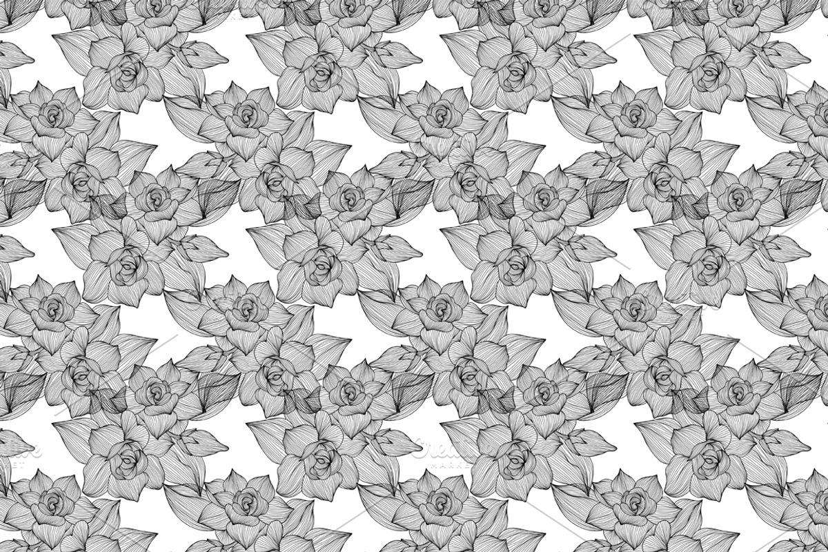 Black and White Floral Patterns(2) preview 4