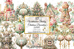 Watercolor Christmas Decor Clipart