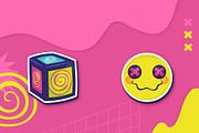 Psychedelic Sticker Neon Set, a Templates & Theme by studiogstock (Thumbnail 3 of 4)