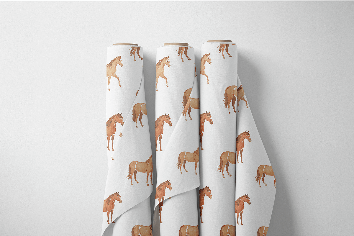 Seamless Watercolor Horse Pattern, a Pattern Graphic by Pati Charm Studio (Photo 6 of 6)
