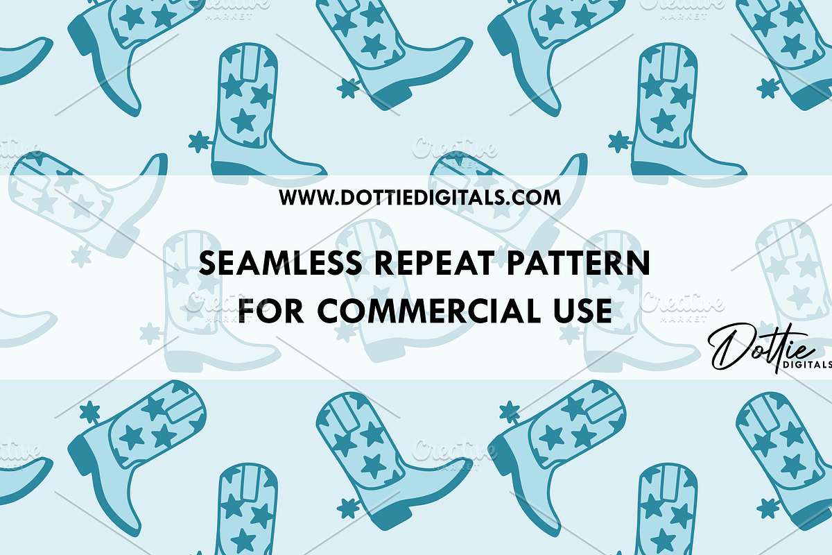 Blue Cowboy Boots Pattern PNG, a Pattern Graphic by Dottie Digitals