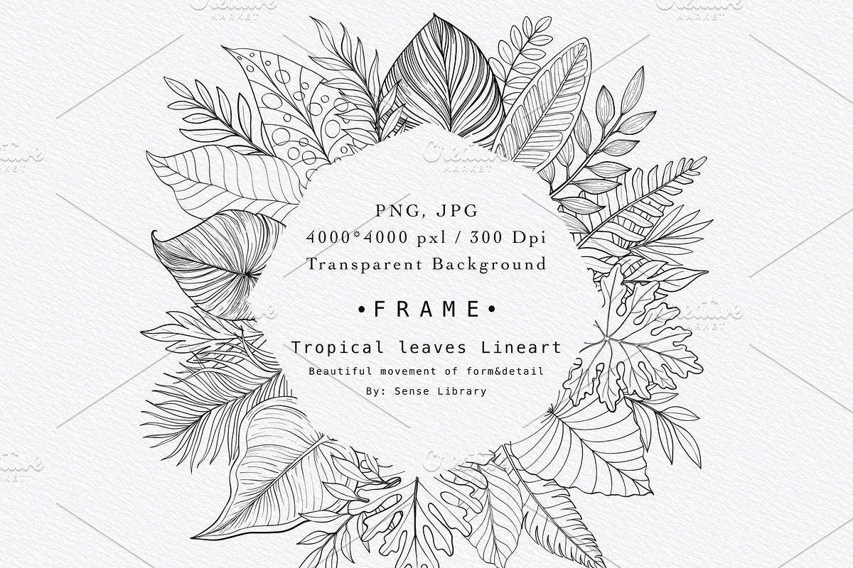 “Charm” Tropical Leaves Lineart, an Illustration by Sense Library (Photo 4 of 23)