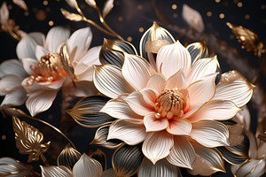 A Close-up View Of Beautifully Crafted Art Deco Flowers With Intricate Petals I