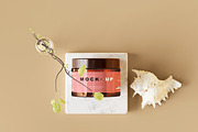 Amber Glass Cosmetic Jar Mockups, a Cups & Container Mockup by pmvch (Thumbnail 11 of 26)