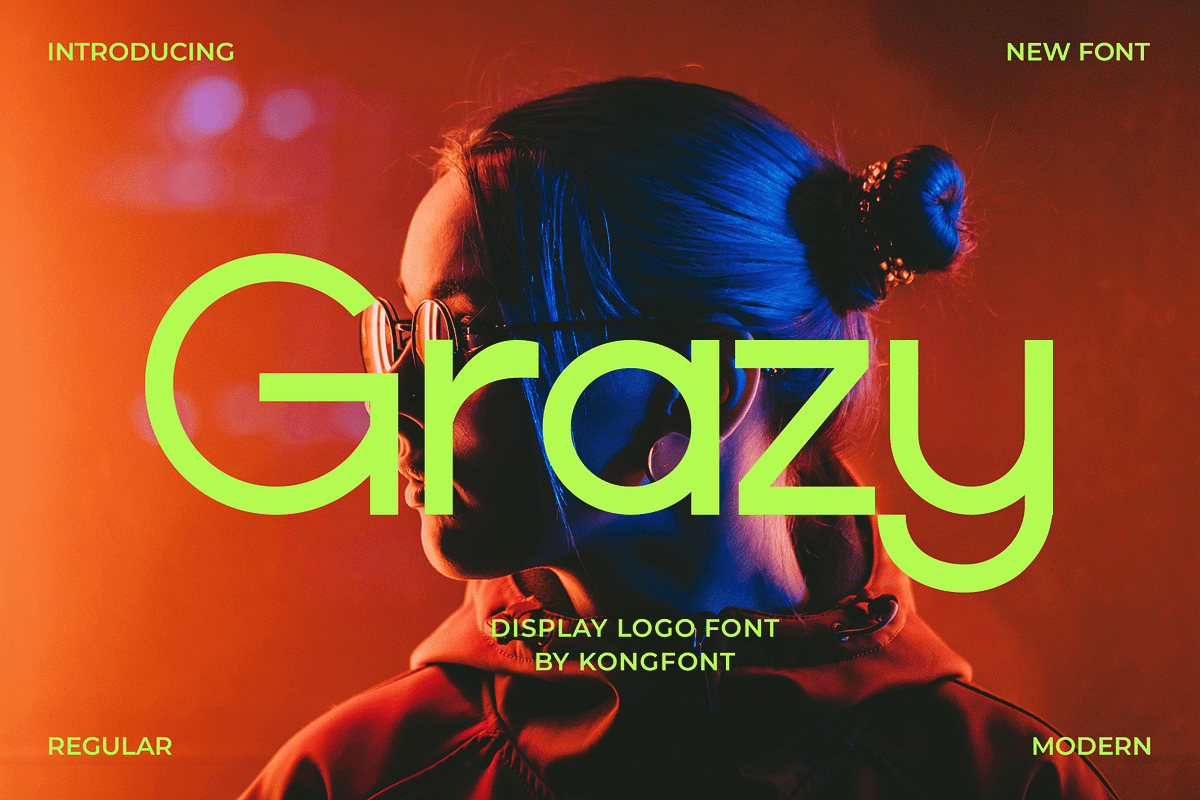 Grazy – A Bold Display Logo Font, a Serif Font by overlaytemplates (Photo 1 of 5)