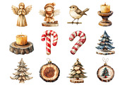 Rustic Wooden Christmas Clipart, a Graphic by CitraGraphics (Thumbnail 2 of 4)