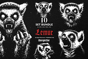 10 Bundle Dark Art Lemur Animal, an Illustration by Morspective (Thumbnail 1 of 7)