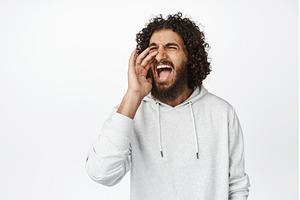 Portrait of arab man screaming