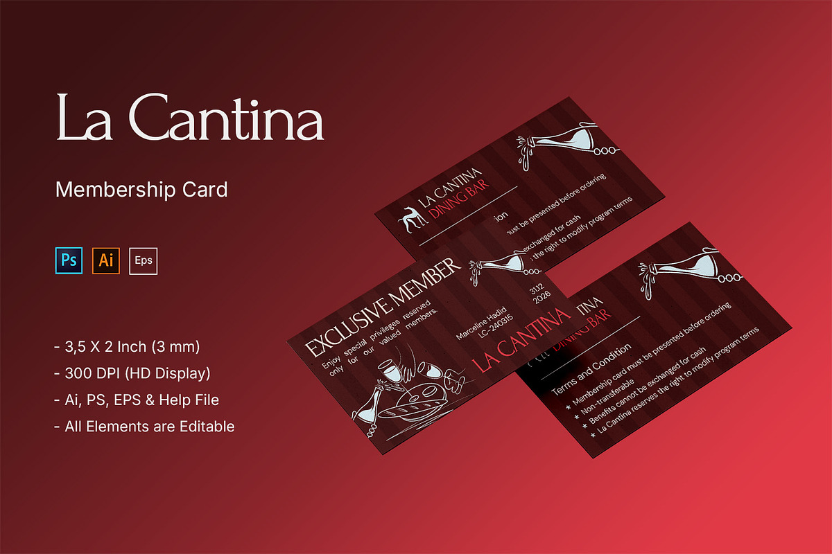 La Cantina - Membership Card, a Business Card Template by StreaksideStd (Photo 1 of 3)
