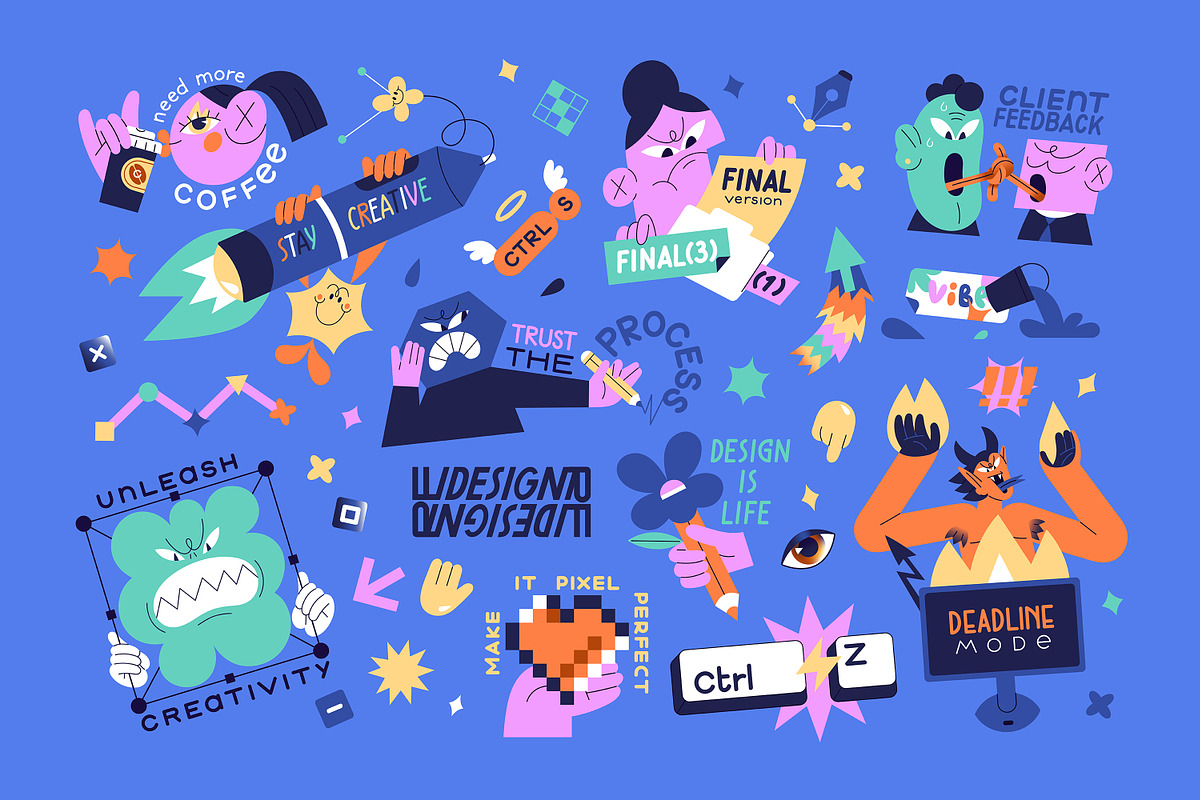 Graphic & web design stickers set, a Decorative Illustration by PaperTrident (Photo 1 of 4)