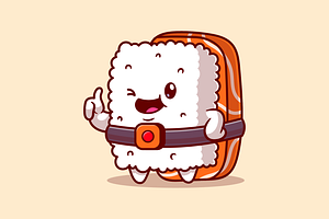 Cute Sushi Salmon Thumbs Up Cartoon, a Food Illustration by Catalyst Labs