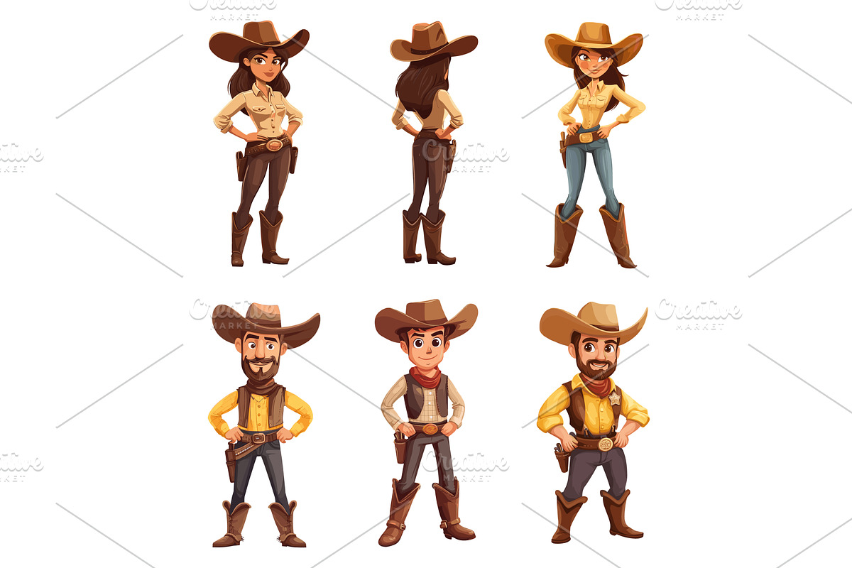 Cowboys cartoon characters. Cowboy, a Person Illustration by Stock-Smart-Start