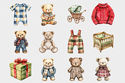 Watercolor Teddy Bear Clipart, a Seasonal Illustration by Design Market (Thumbnail 2 of 5)